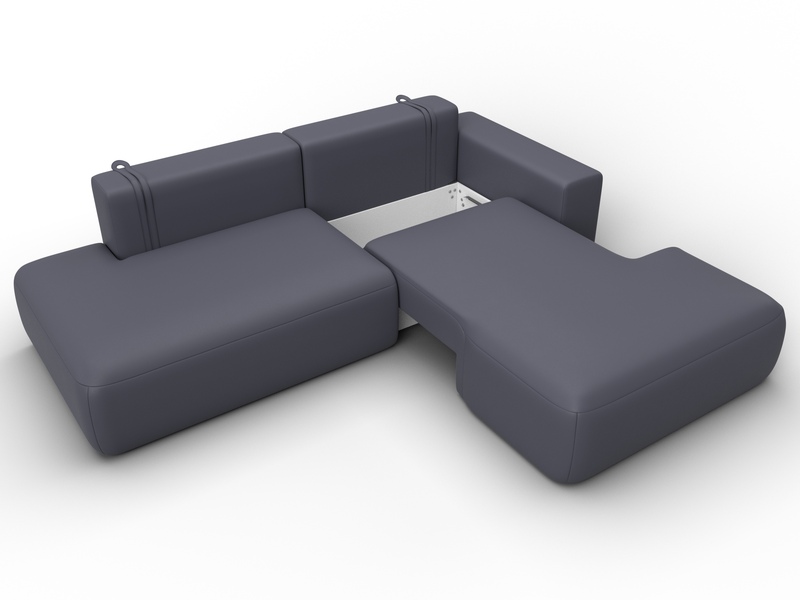 Диван угловой Лига-036 НПБ Модерн правый угол, Экокожа, GRIFON 15 серый