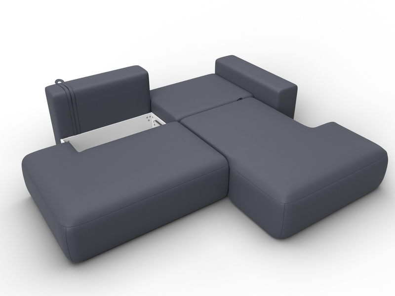 Диван угловой Лига-036 НПБ Модерн правый угол, Экокожа, GRIFON 15 серый