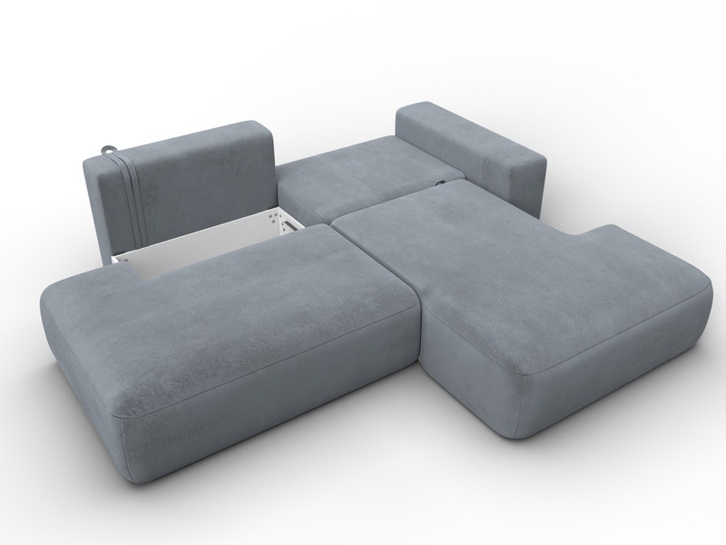 Диван угловой Лига-036 НПБ Модерн правый угол, Велюр, TOWER 10 серый