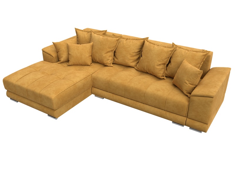Диван угловой НордСтар левый угол, Велюр, BRUT 10 желтый