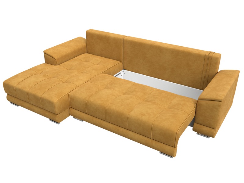 Диван угловой НордСтар левый угол, Велюр, BRUT 10 желтый