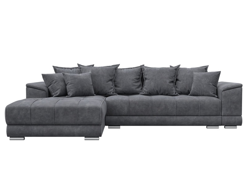 Диван угловой НордСтар левый угол, Велюр, BRUT 16 темно-серый