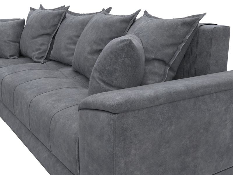 Диван угловой НордСтар левый угол, Велюр, BRUT 16 темно-серый