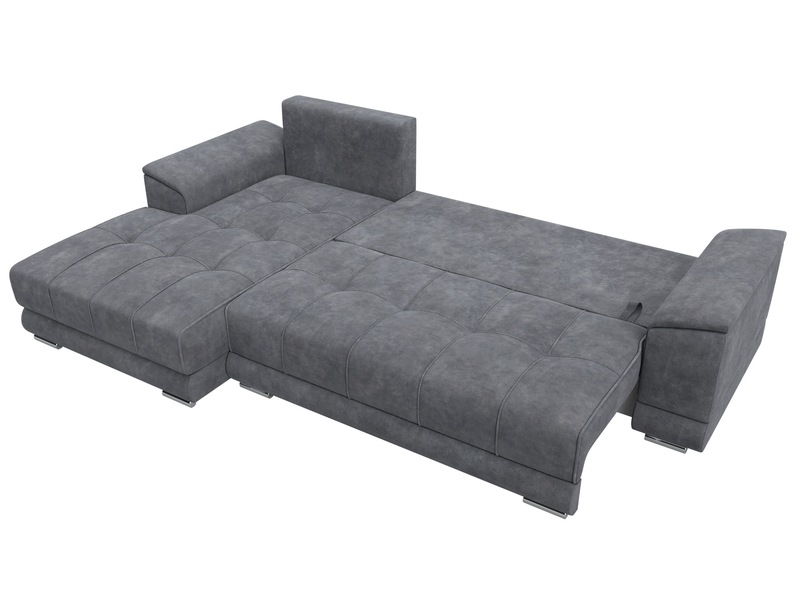 Диван угловой НордСтар левый угол, Велюр, BRUT 16 темно-серый