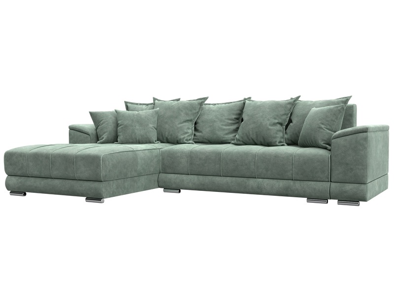 Диван угловой НордСтар левый угол, Велюр, BRUT 08 зеленый