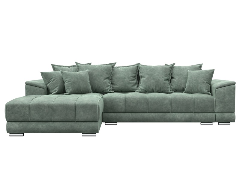 Диван угловой НордСтар левый угол, Велюр, BRUT 08 зеленый