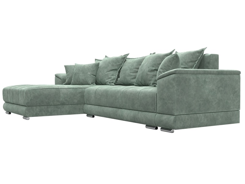 Диван угловой НордСтар левый угол, Велюр, BRUT 08 зеленый
