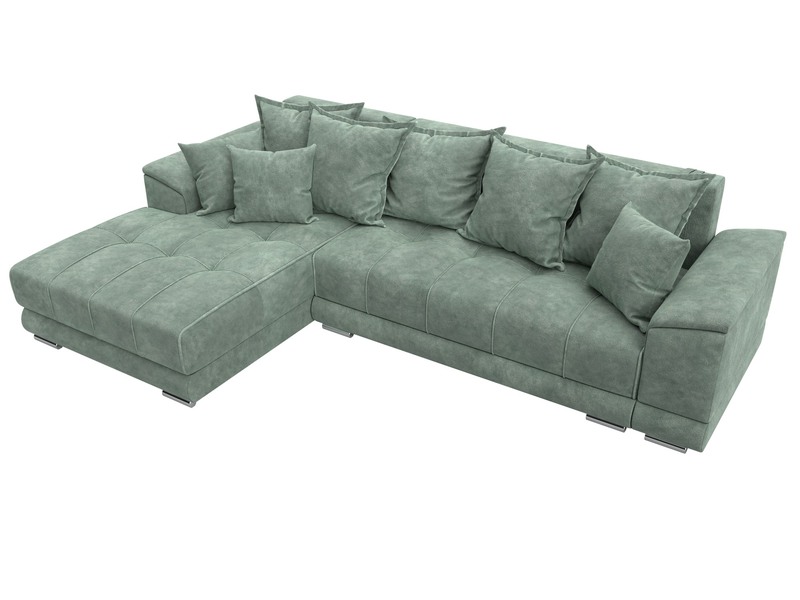 Диван угловой НордСтар левый угол, Велюр, BRUT 08 зеленый