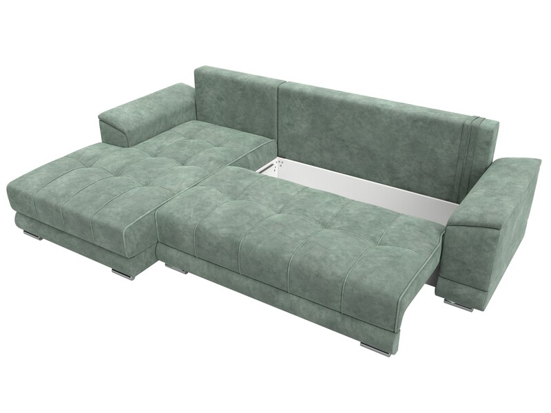 Диван угловой НордСтар левый угол, Велюр, BRUT 08 зеленый