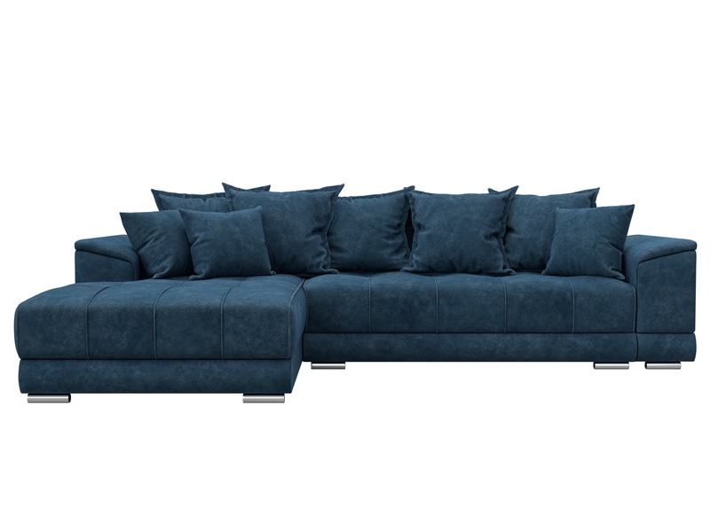 Диван угловой НордСтар левый угол, Велюр, BRUT 11 синий