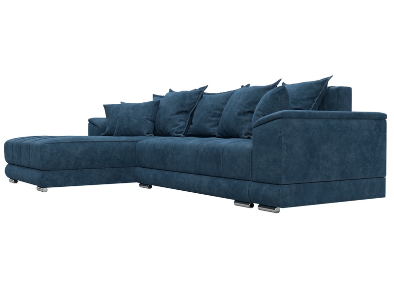 Диван угловой НордСтар левый угол, Велюр, BRUT 11 синий