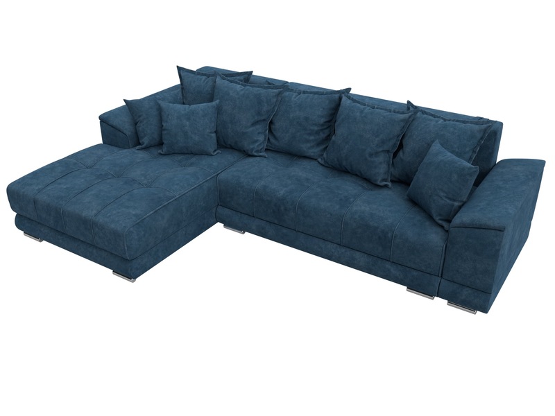 Диван угловой НордСтар левый угол, Велюр, BRUT 11 синий