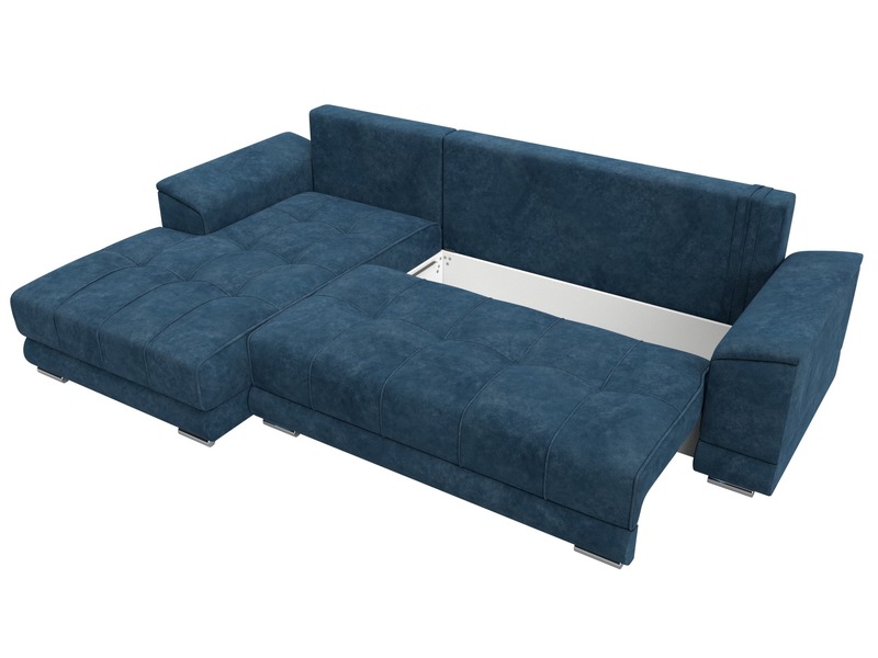 Диван угловой НордСтар левый угол, Велюр, BRUT 11 синий