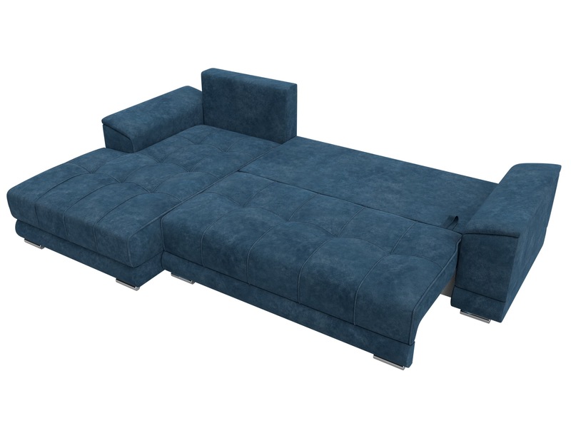 Диван угловой НордСтар левый угол, Велюр, BRUT 11 синий