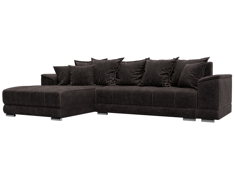 Диван угловой НордСтар левый угол, Велюр, BRUT 17 коричневый