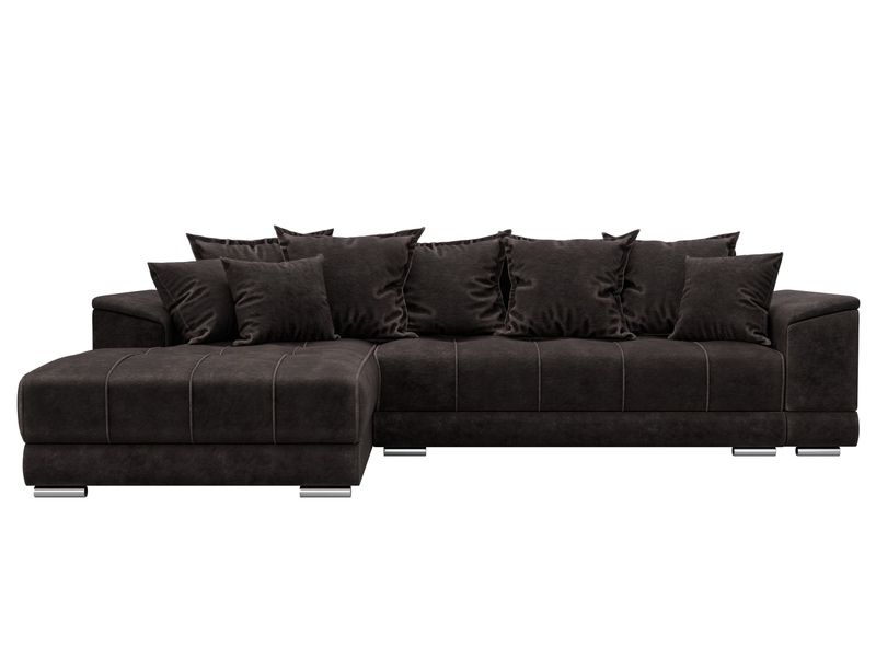 Диван угловой НордСтар левый угол, Велюр, BRUT 17 коричневый