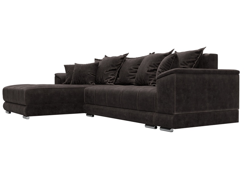 Диван угловой НордСтар левый угол, Велюр, BRUT 17 коричневый