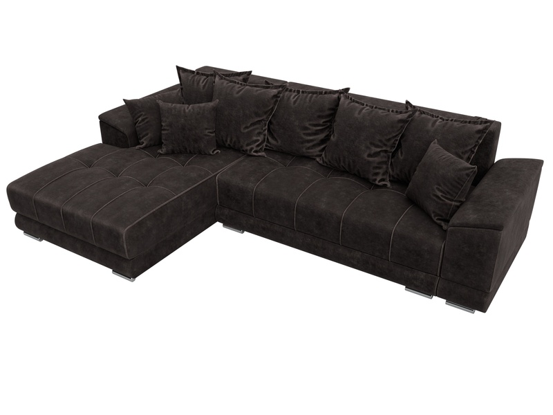 Диван угловой НордСтар левый угол, Велюр, BRUT 17 коричневый