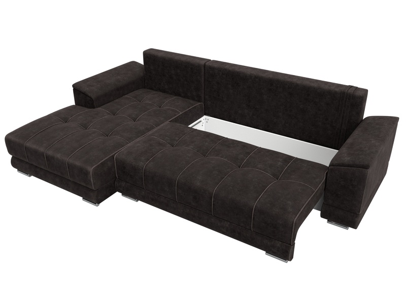 Диван угловой НордСтар левый угол, Велюр, BRUT 17 коричневый