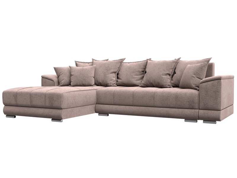 Диван угловой НордСтар левый угол, Велюр, TOWER 05 бежевый