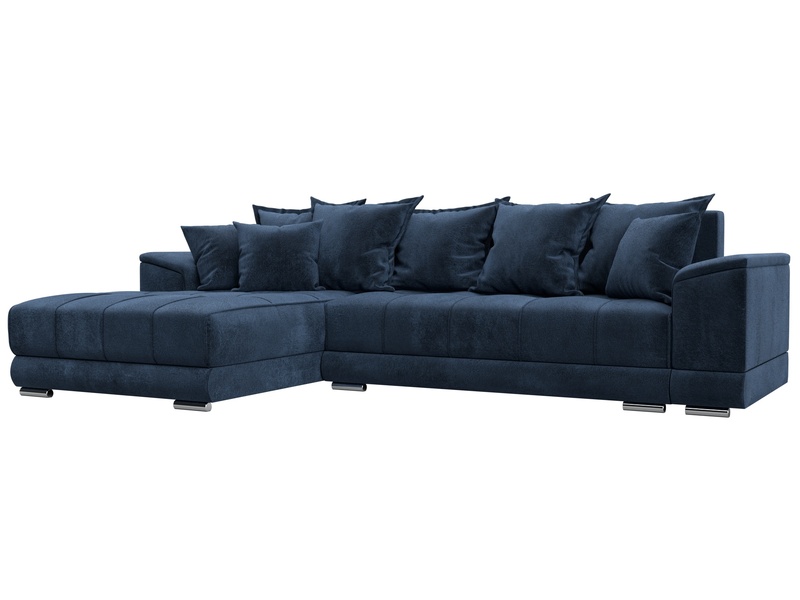 Диван угловой НордСтар левый угол, Велюр, TOWER 13 синий