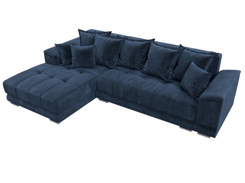 Диван угловой НордСтар левый угол, Велюр, TOWER 13 синий
