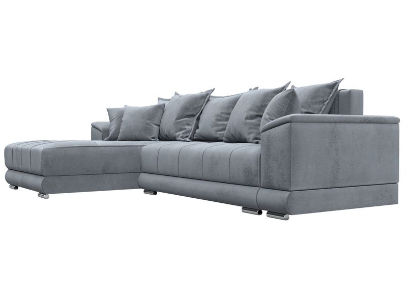 Диван угловой НордСтар левый угол, Велюр, TOWER 10 серый