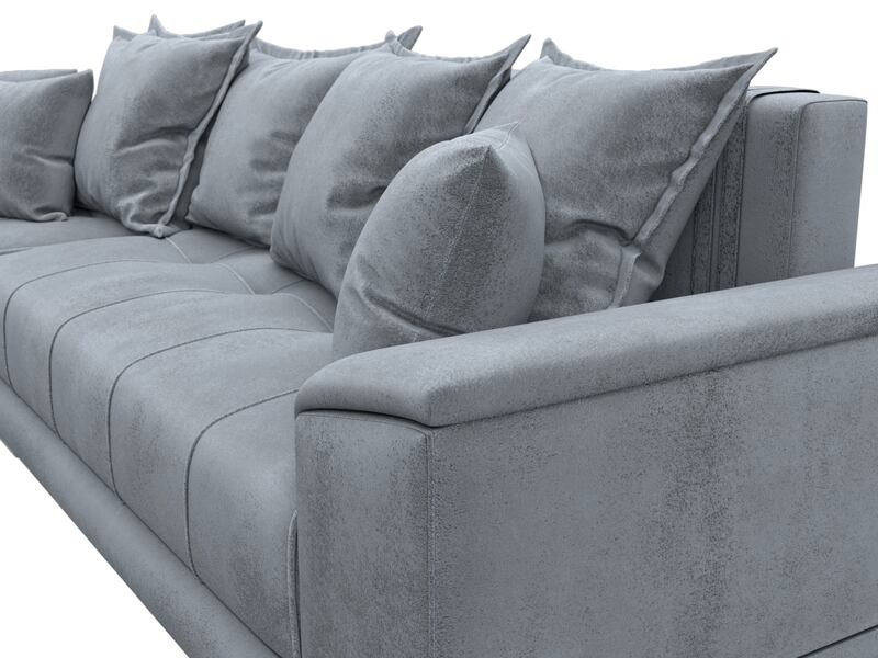 Диван угловой НордСтар левый угол, Велюр, TOWER 10 серый