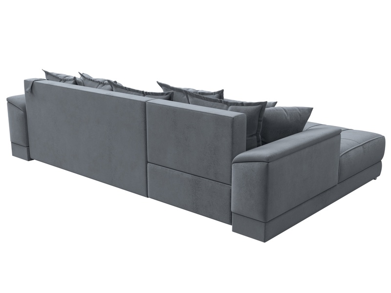 Диван угловой НордСтар левый угол, Велюр, TOWER 10 серый