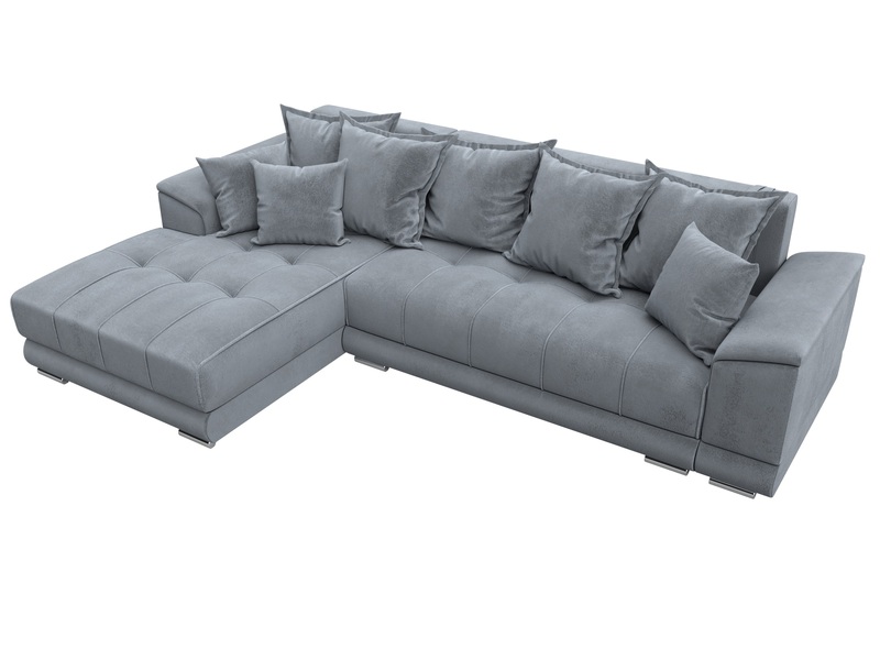 Диван угловой НордСтар левый угол, Велюр, TOWER 10 серый