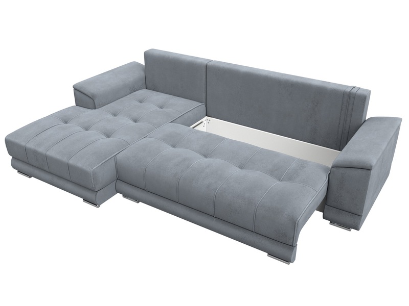 Диван угловой НордСтар левый угол, Велюр, TOWER 10 серый