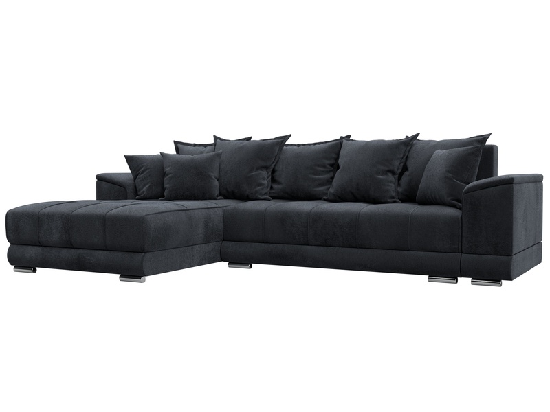 Диван угловой НордСтар левый угол, Велюр, TOWER 11 темно-серый