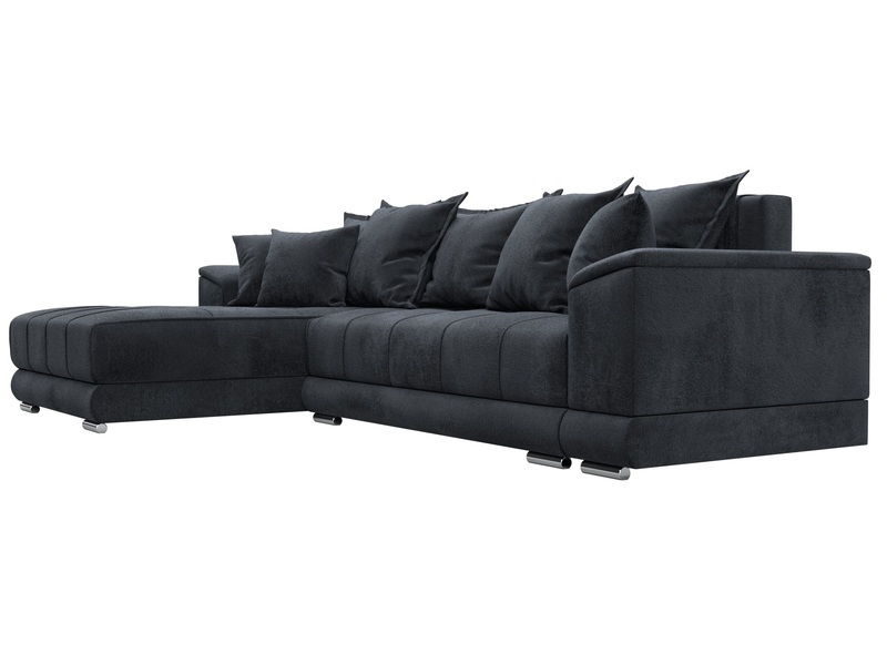 Диван угловой НордСтар левый угол, Велюр, TOWER 11 темно-серый
