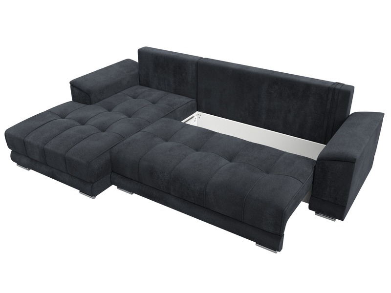 Диван угловой НордСтар левый угол, Велюр, TOWER 11 темно-серый