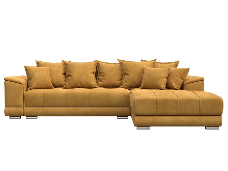 Диван угловой НордСтар правый угол, Велюр, BRUT 10 желтый