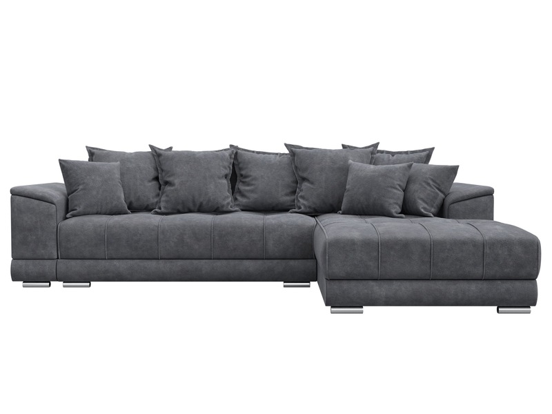 Диван угловой НордСтар правый угол, Велюр, BRUT 16 темно-серый