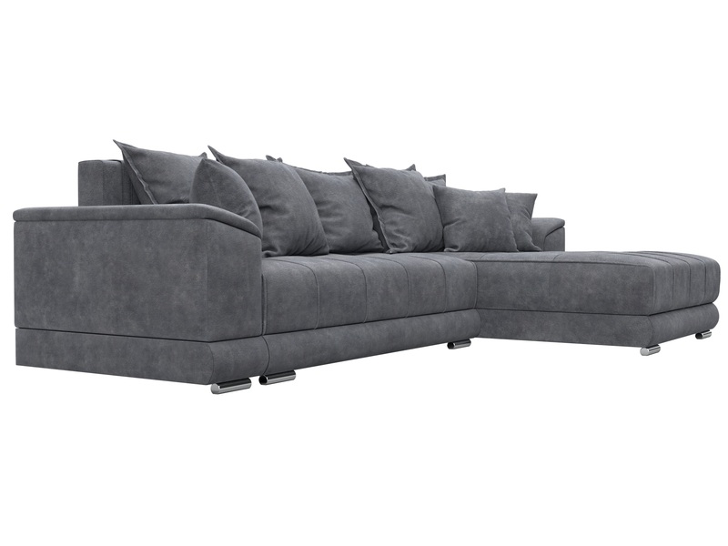 Диван угловой НордСтар правый угол, Велюр, BRUT 16 темно-серый