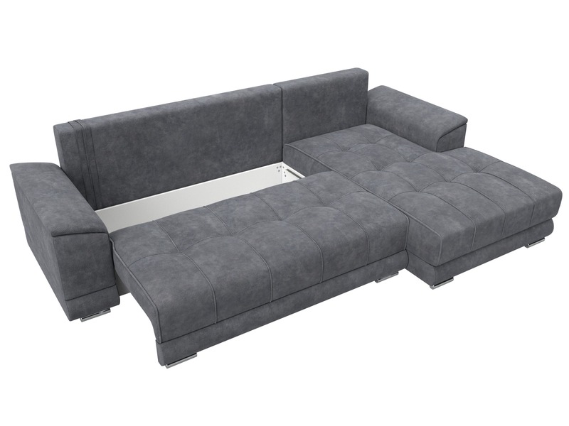 Диван угловой НордСтар правый угол, Велюр, BRUT 16 темно-серый