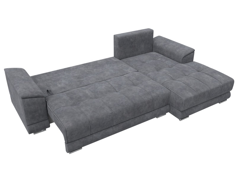 Диван угловой НордСтар правый угол, Велюр, BRUT 16 темно-серый
