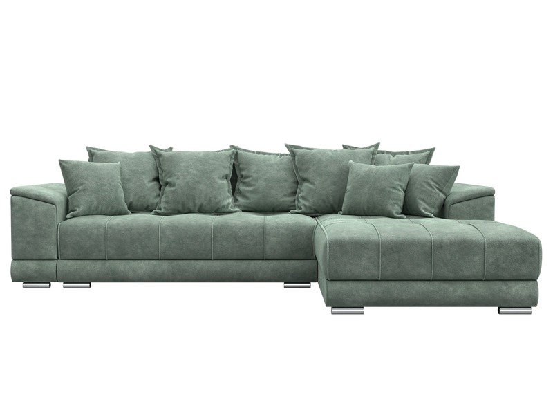 Диван угловой НордСтар правый угол, Велюр, BRUT 08 зеленый