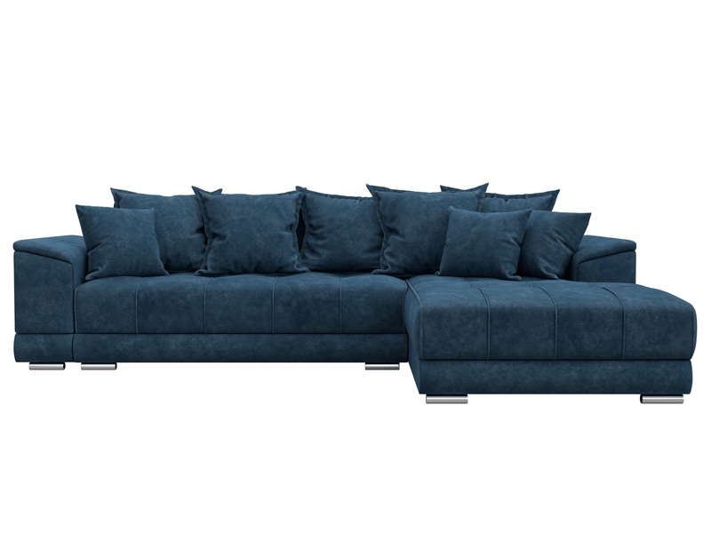 Диван угловой НордСтар правый угол, Велюр, BRUT 11 синий