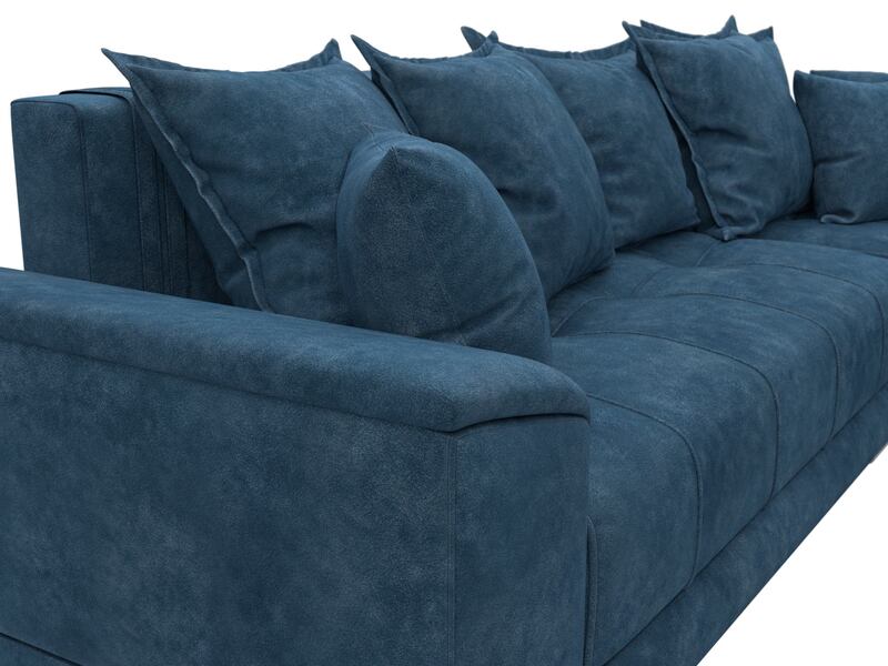 Диван угловой НордСтар правый угол, Велюр, BRUT 11 синий