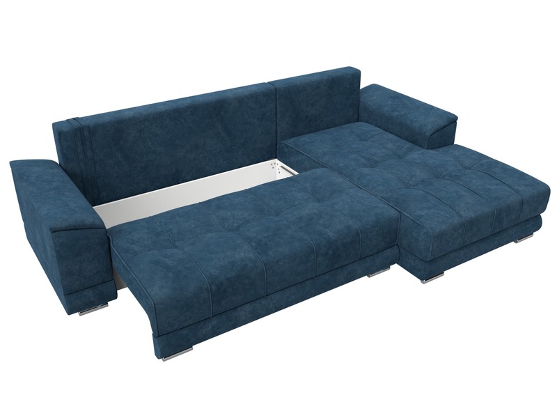 Диван угловой НордСтар правый угол, Велюр, BRUT 11 синий