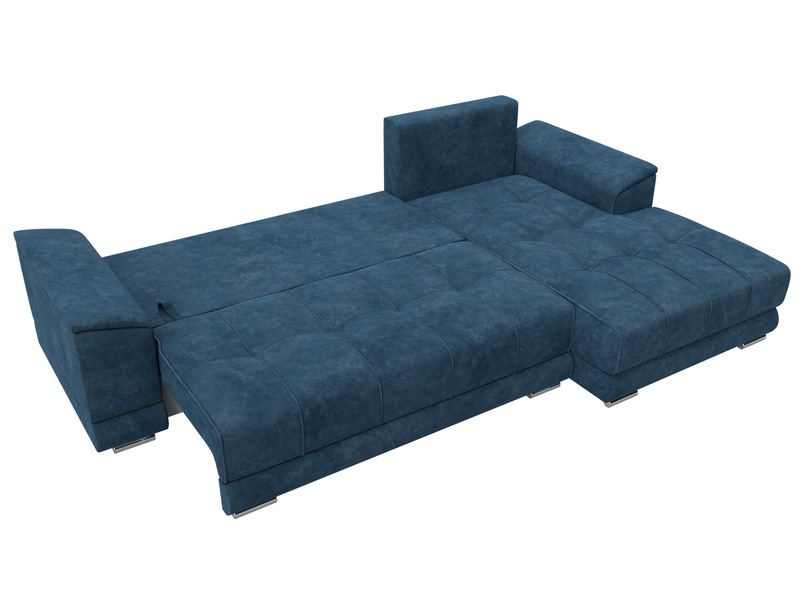 Диван угловой НордСтар правый угол, Велюр, BRUT 11 синий