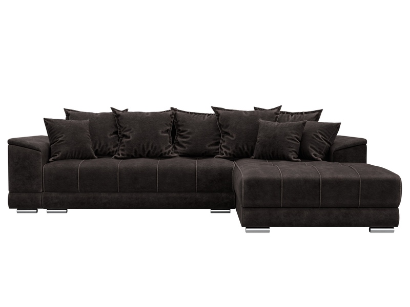 Диван угловой НордСтар правый угол, Велюр, BRUT 17 коричневый