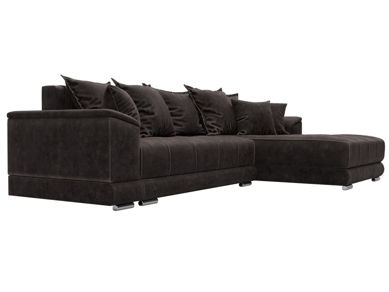 Диван угловой НордСтар правый угол, Велюр, BRUT 17 коричневый