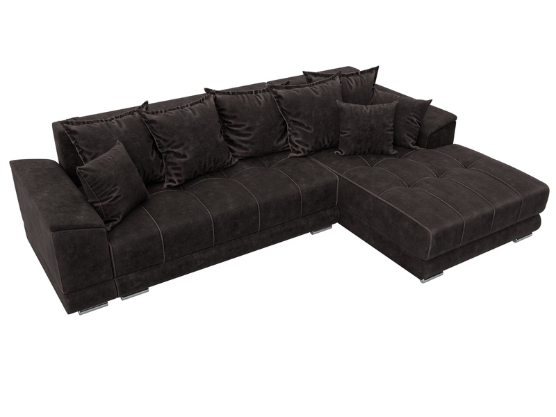 Диван угловой НордСтар правый угол, Велюр, BRUT 17 коричневый