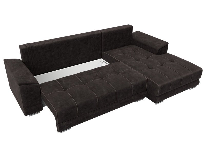 Диван угловой НордСтар правый угол, Велюр, BRUT 17 коричневый