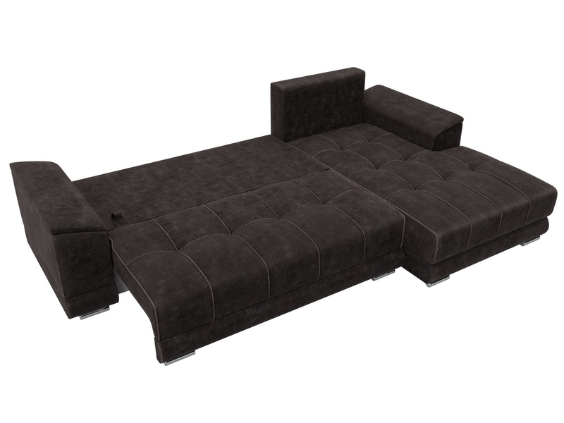 Диван угловой НордСтар правый угол, Велюр, BRUT 17 коричневый