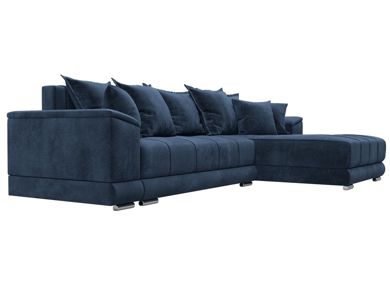 Диван угловой НордСтар правый угол, Велюр, TOWER 13 синий
